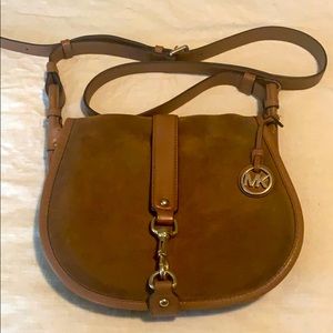 MICHAEL KORS Suede/Leather Crossbody Saddle Bag